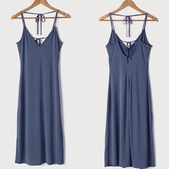 NWT Lulu's Midi Dress Slinky Knit Tie-Back Midi Dress Size Small Blue - Picture 5 of 7